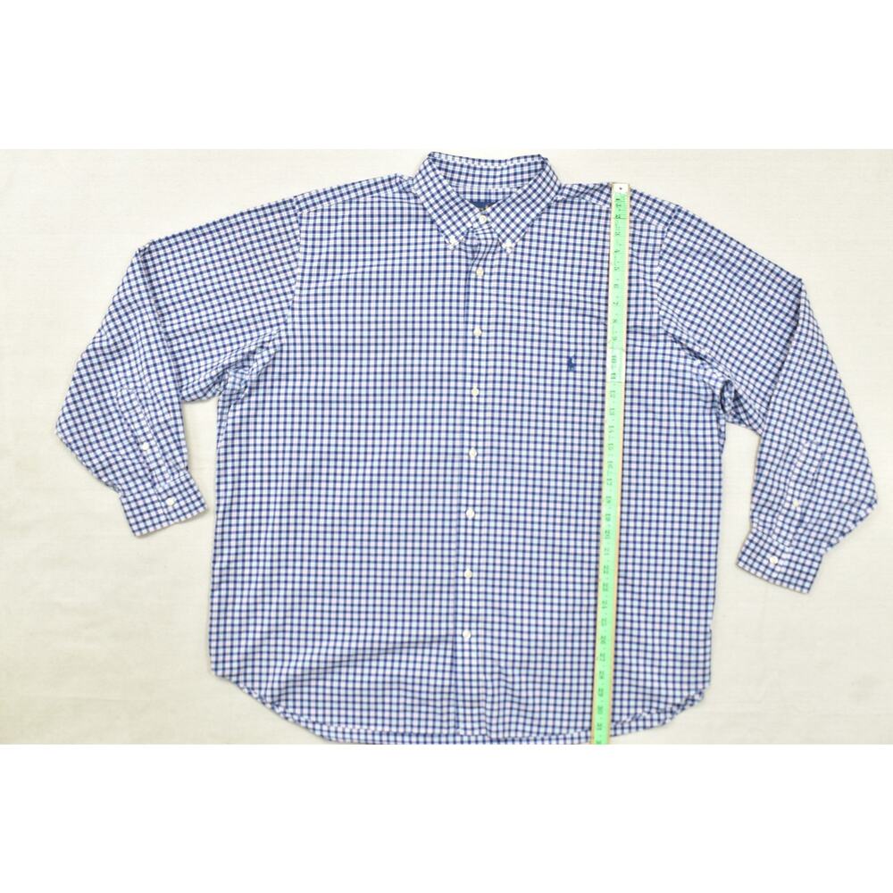 Ralph Lauren Shirt Men 2XB Blue Gingham Plaid 100% Cotton Stretch Long Sleeve - Picture 3 of 8
